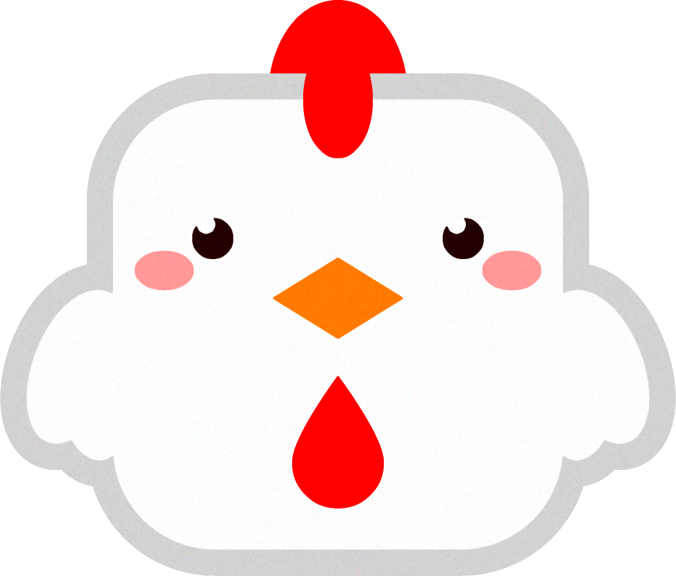 鶏の動物ブロックイラスト/四角