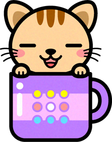 猫とコーヒーカップのイラスト
