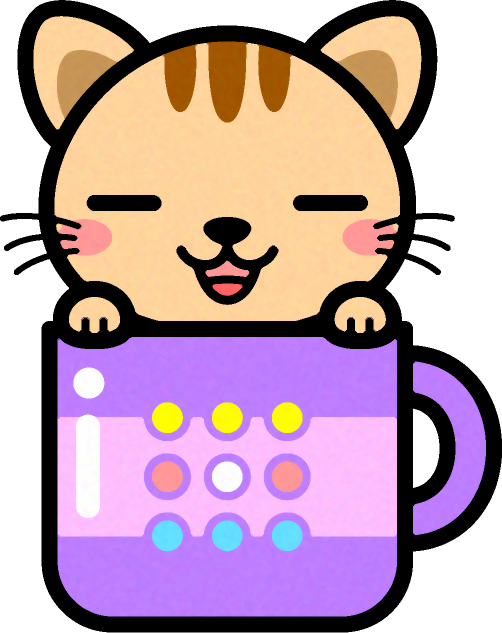 猫とコーヒーカップのイラスト かわいい猫 動物 素材のプチッチ