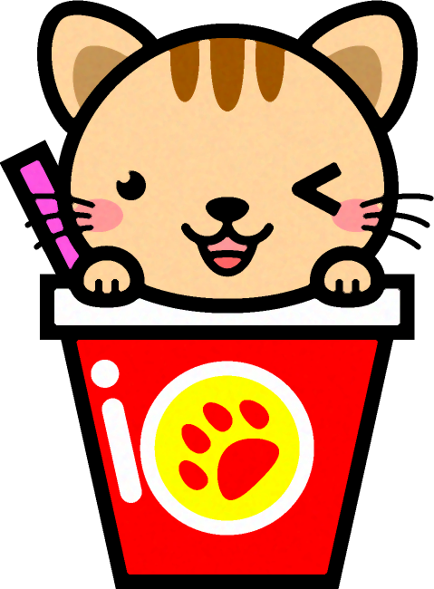 猫とジュースのイラスト ウィンク かわいい猫 動物 素材のプチッチ