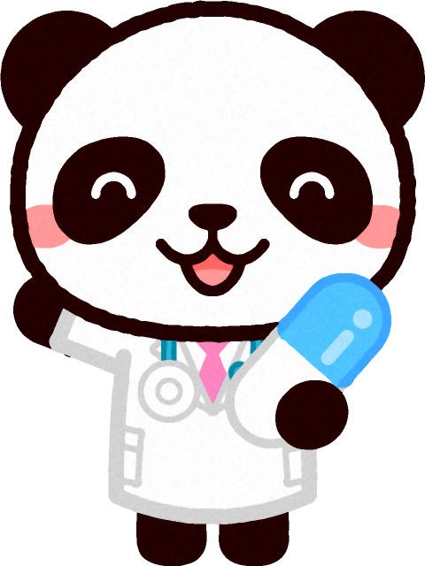 飲み薬を持ったパンダのイラスト 動物と病院 動物 素材のプチッチ
