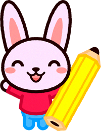 鉛筆を持った動物のイラスト/ウサギ