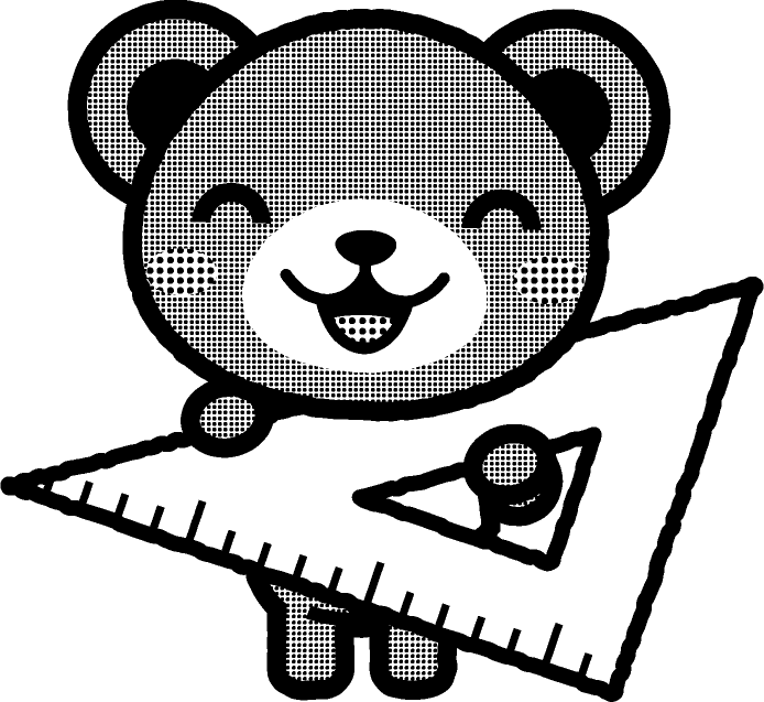 三角定規を持ったクマのイラスト 動物と文房具 動物 素材のプチッチ