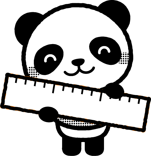 定規を持ったパンダのイラスト 動物と文房具 動物 素材のプチッチ