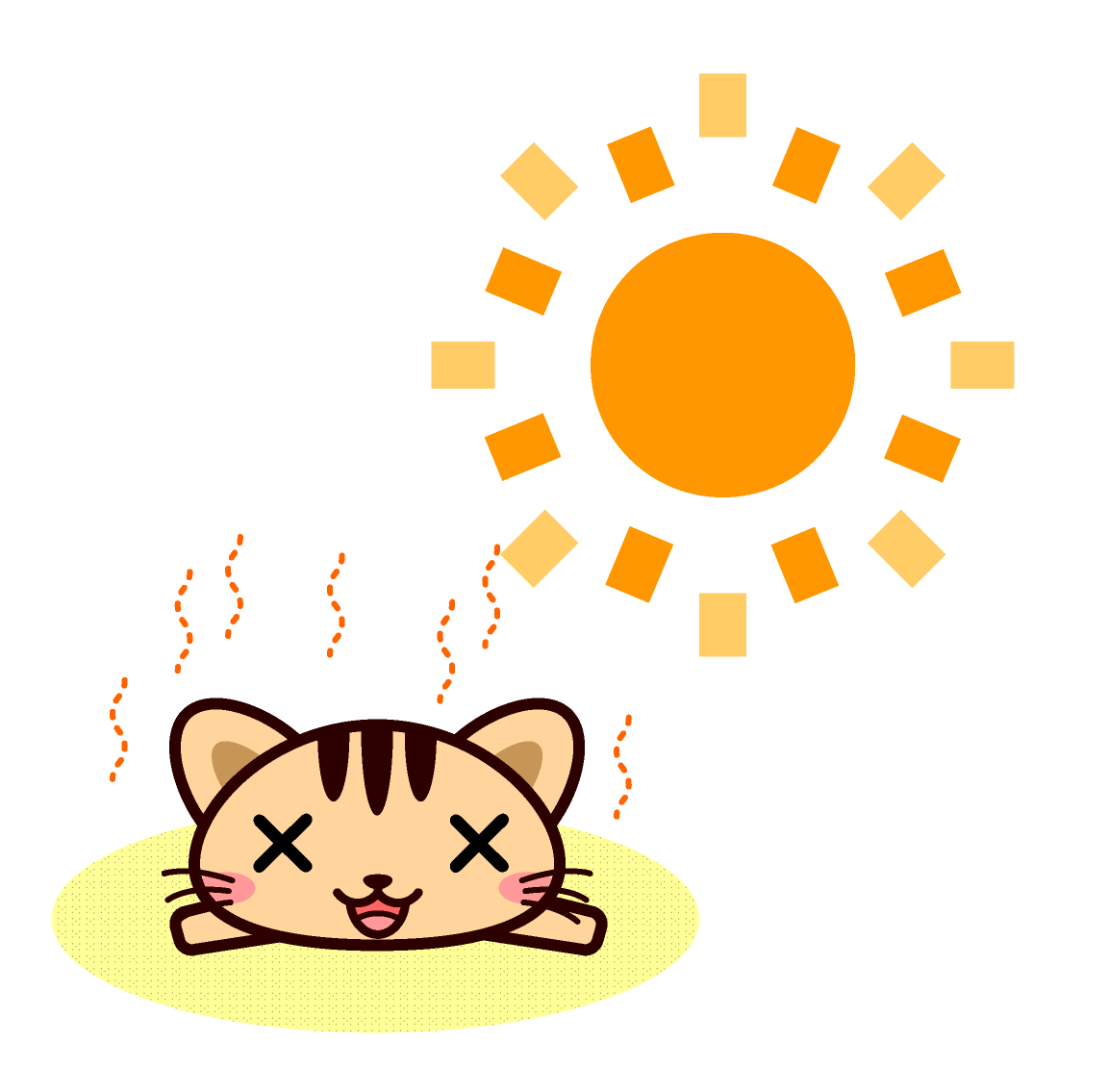 暑すぎて夏バテしている猫イラスト 猫 動物 素材のプチッチ