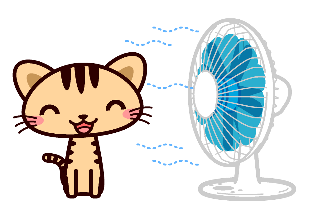 扇風機で涼む猫イラスト 猫 動物 素材のプチッチ