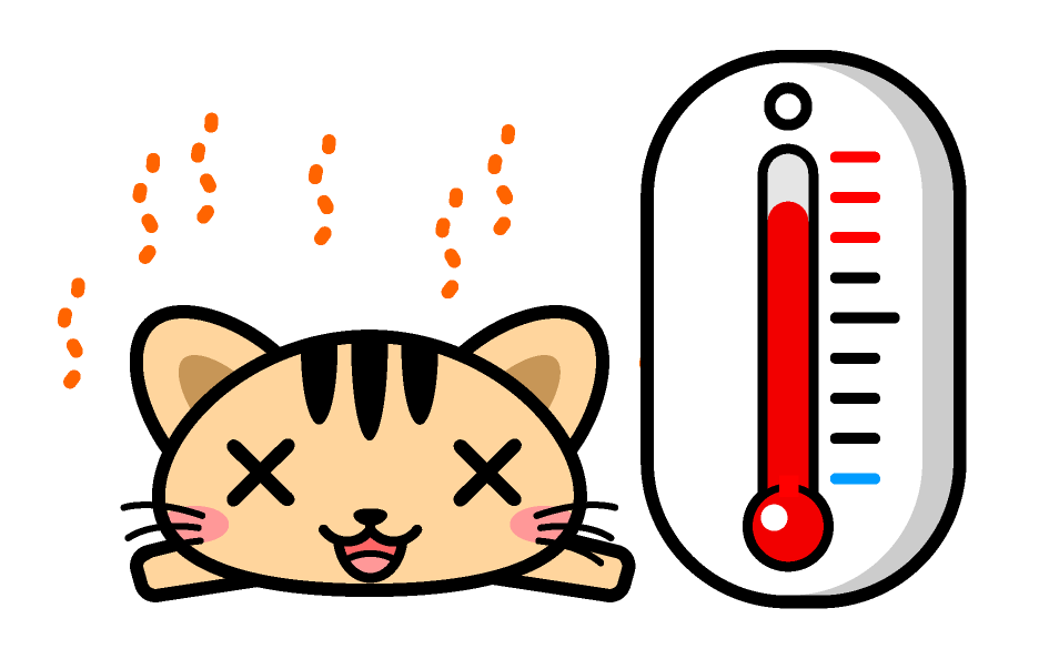暑すぎてダウンしている猫イラスト 猫 動物 素材のプチッチ