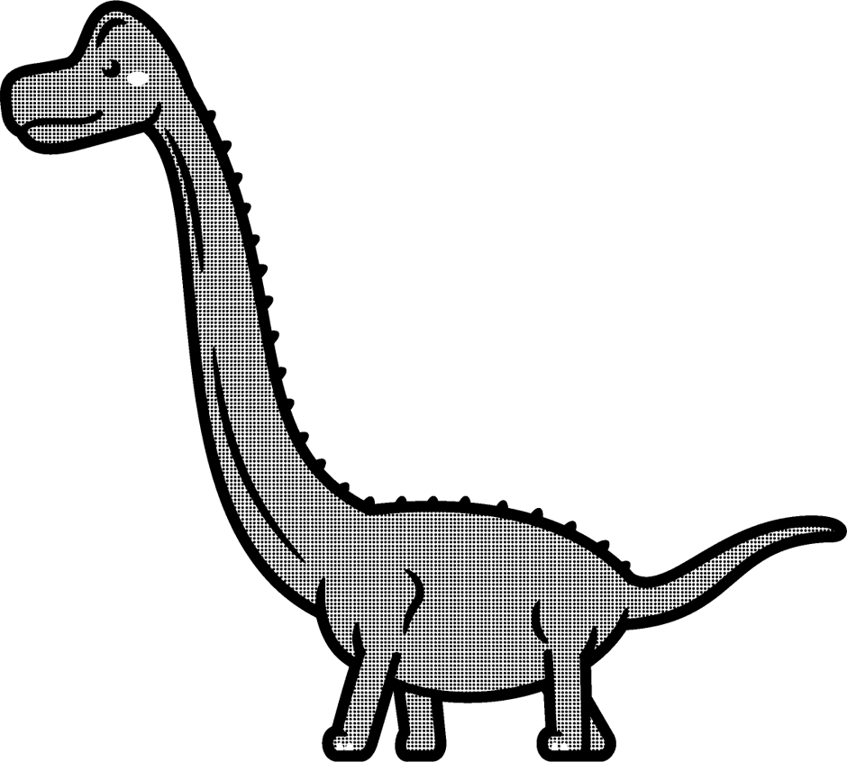 ブラキオサウルスのイラスト/モノクロ