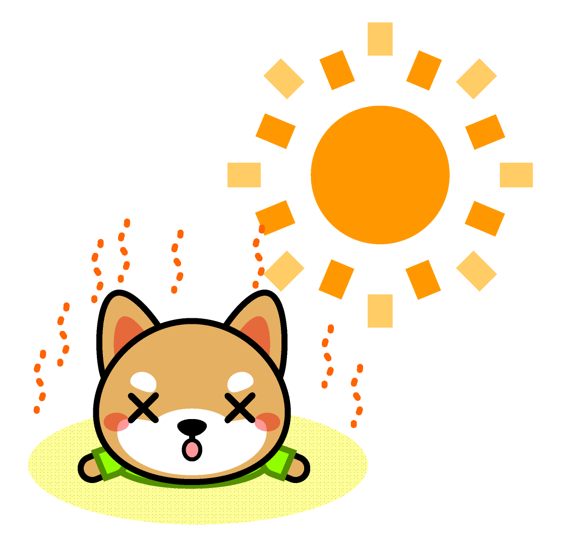 犬が暑さで夏バテしているイラスト 犬 動物 素材のプチッチ