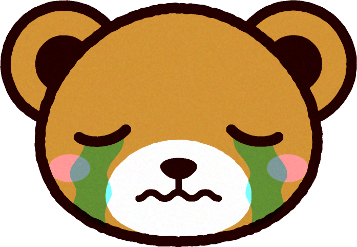 かわいいクマの顔のイラスト 泣く かわいいクマの顔 動物 素材のプチッチ