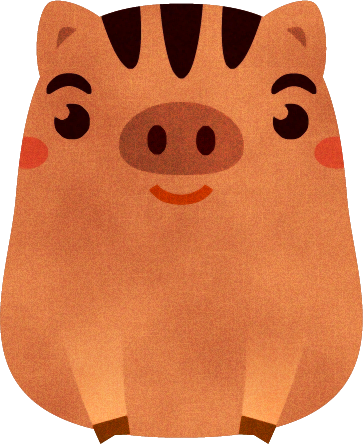 丸い猪イラスト/子供