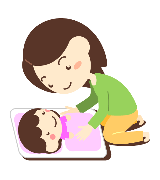 お母さんが赤ちゃんを寝かしつけているイラスト かわいいフリー素材 無料イラスト 素材のプチッチ