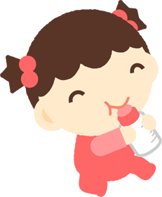 赤ちゃんイラスト/女の子_ミルクを飲む