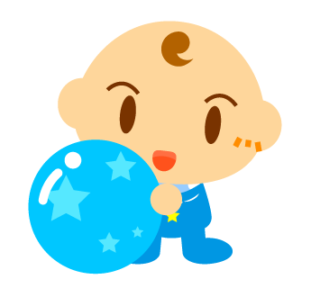 水色のボールで遊ぶ赤ちゃんイラスト 男の子 かわいいフリー素材 無料イラスト 素材のプチッチ