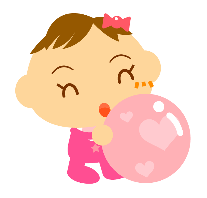 ピンク色のボールで遊ぶ赤ちゃんイラスト 女の子 かわいいフリー素材 無料イラスト 素材のプチッチ