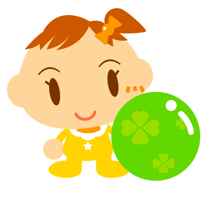 緑色のボールで遊ぶ赤ちゃんイラスト 女の子 かわいいフリー素材 無料イラスト 素材のプチッチ
