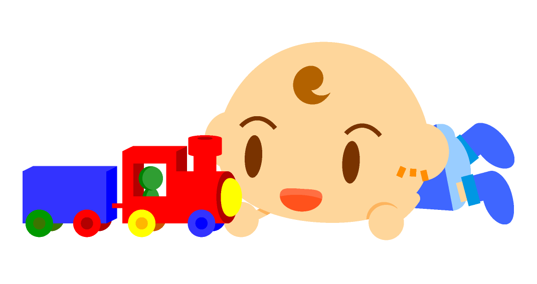 おもちゃの列車で遊ぶ赤ちゃんイラスト 男の子 かわいいフリー素材 無料イラスト 素材のプチッチ