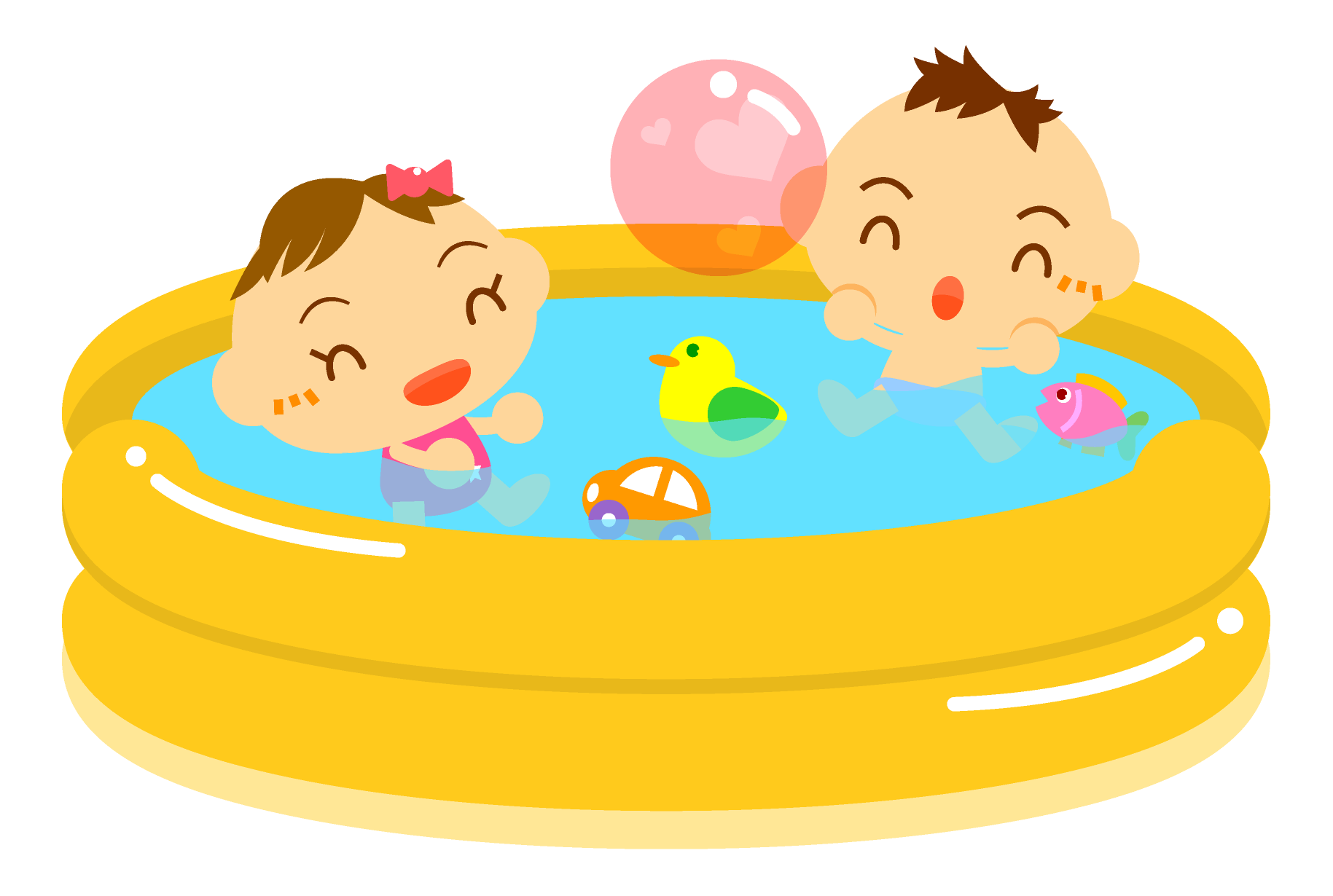 プールで水遊びする赤ちゃんイラスト かわいいフリー素材 無料イラスト 素材のプチッチ