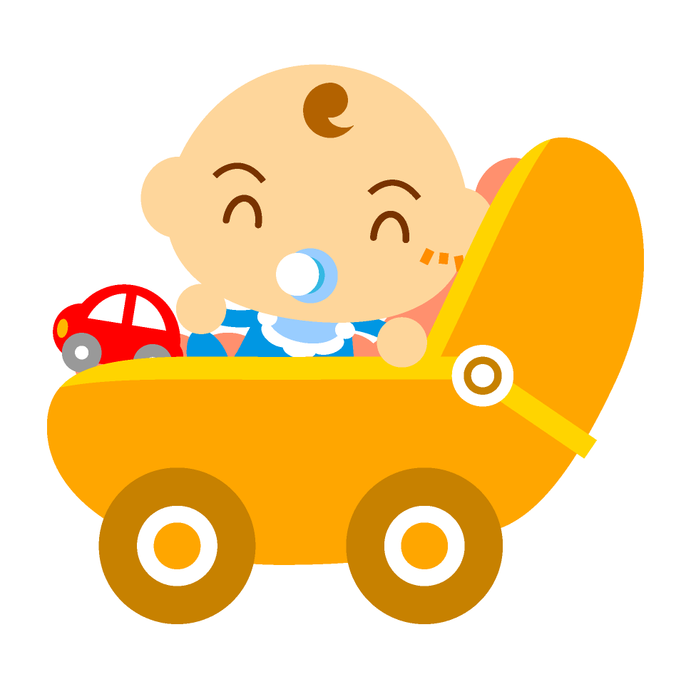 ベビーカーに乗った赤ちゃんイラスト 男の子 かわいいフリー素材 無料イラスト 素材のプチッチ