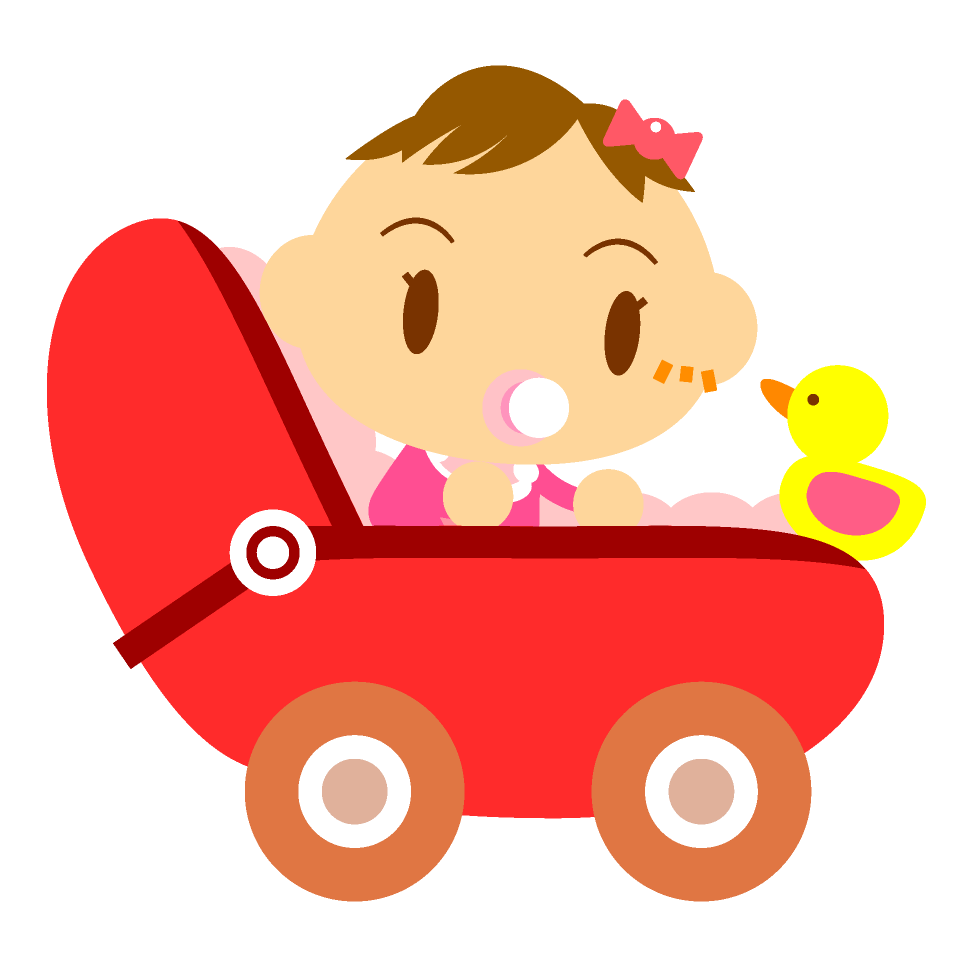 アヒルの乗り物に乗った赤ちゃんイラスト 女の子 かわいいフリー素材 無料イラスト 素材のプチッチ