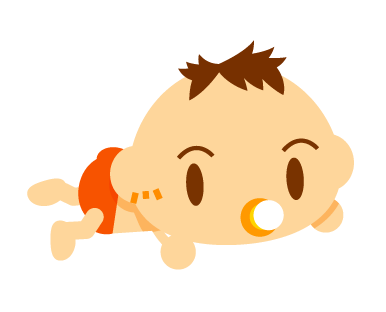 ハイハイする赤ちゃんイラスト オレンジ色の服を着た男の子 かわいいフリー素材 無料イラスト 素材のプチッチ