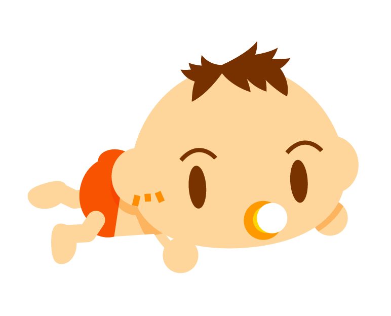 ハイハイする赤ちゃんイラスト オレンジ色の服を着た男の子 かわいいフリー素材 無料イラスト 素材のプチッチ