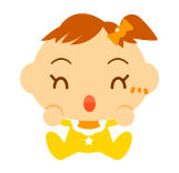 喜ぶ女の子の赤ちゃんイラスト（黄色の服を着た女の子）