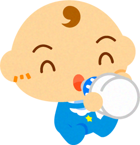 ミルクを飲む、かわいい赤ちゃんイラスト/男の子