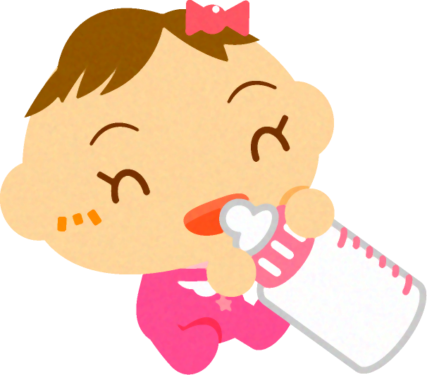 ミルクを飲む かわいい赤ちゃんイラスト 女の子 食事するかわいい赤ちゃん 赤ちゃん 素材のプチッチ