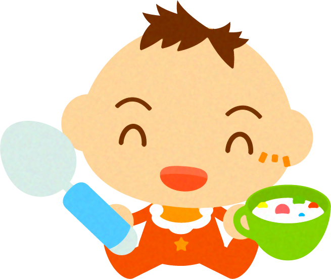 ベビーフードを食べる かわいい赤ちゃんイラスト 男の子2 食事するかわいい赤ちゃん 赤ちゃん 素材のプチッチ