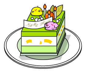 メロン味の誕生日ケーキイラスト 動物の飾り付 かわいいフリー素材 無料イラスト 素材のプチッチ