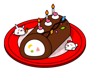 誕生日チョコロールケーキのイラスト 動物の飾り付 かわいいフリー素材 無料イラスト 素材のプチッチ