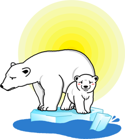 北極の白熊達が絶滅の危機イラスト