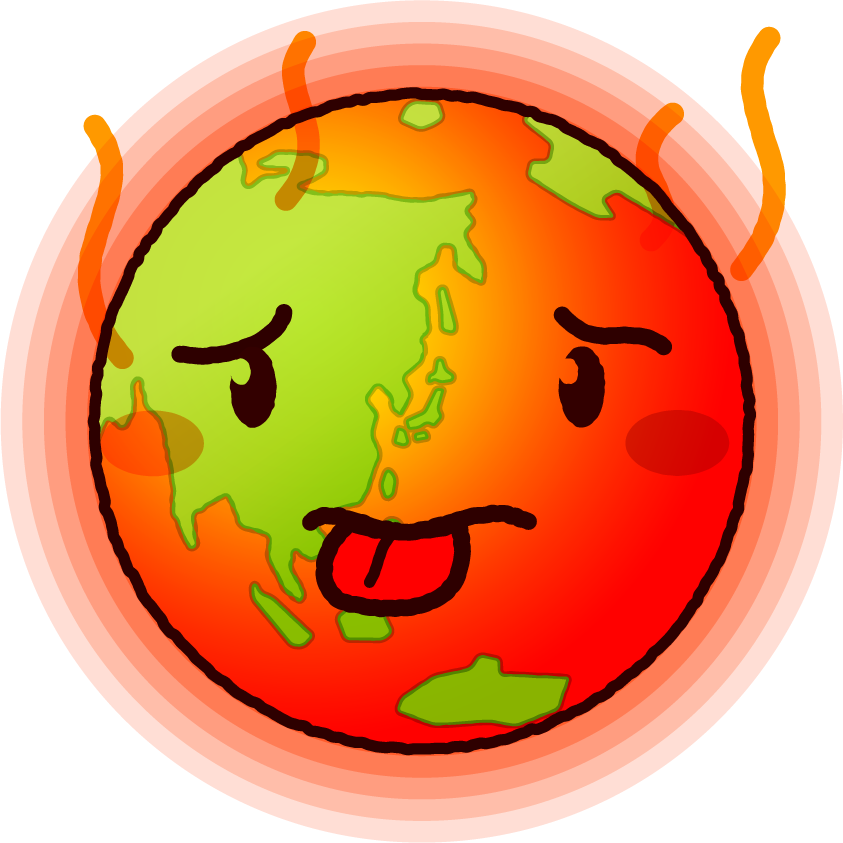 地球温暖化イラスト/熱で暑そうな地球