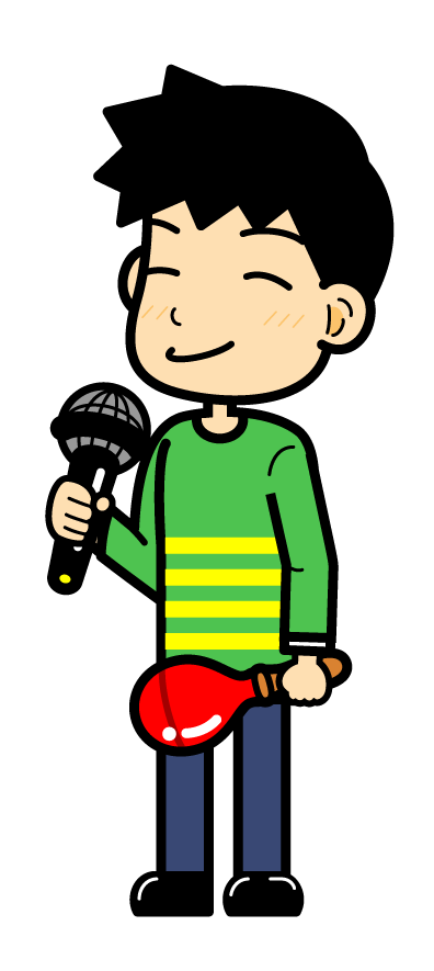 カラオケで歌を歌う男性イラスト 私服 カラオケ 趣味 素材のプチッチ