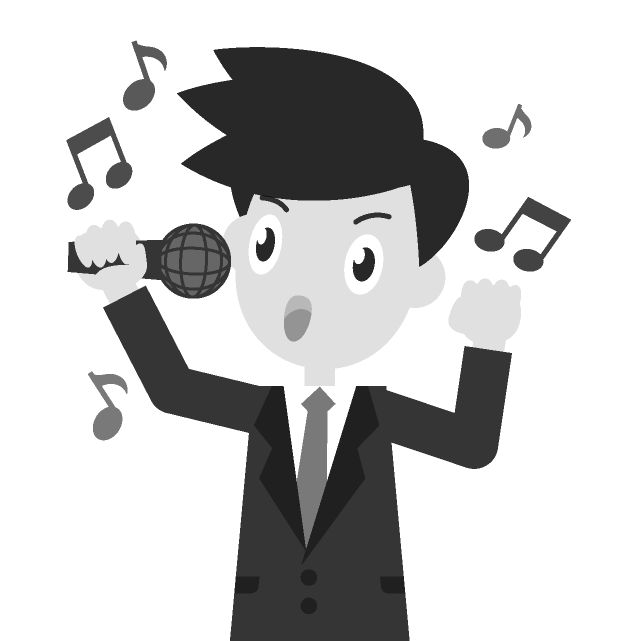 カラオケを歌う人イラスト スーツの男性 元気よく歌う かわいいフリー素材 無料イラスト 素材のプチッチ