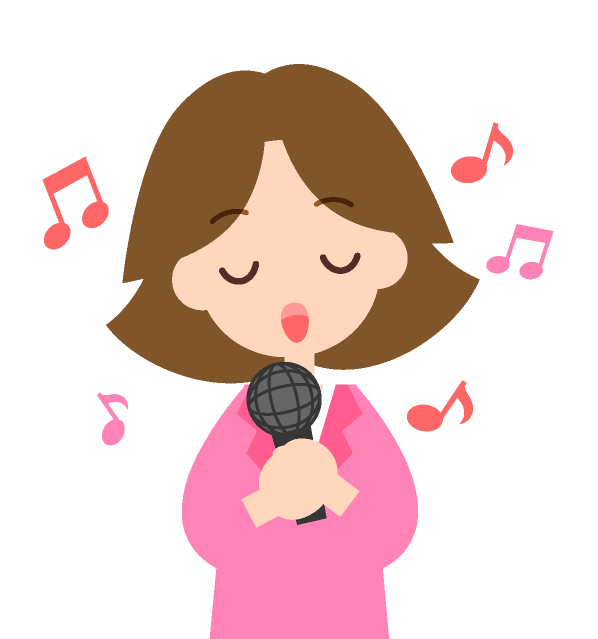 カラオケを歌う人のイラスト スーツの女性 バラードを歌う かわいいフリー素材 無料イラスト 素材のプチッチ