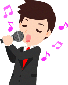 カラオケを歌う人のイラスト/スーツ姿の男性_バラードを歌う