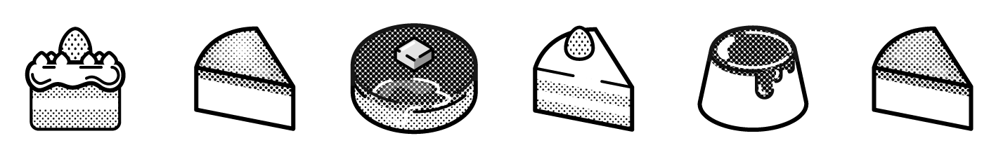 ケーキ等のスイーツのライン 罫線イラスト お菓子 ライン 罫線 素材のプチッチ
