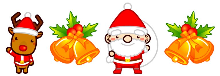 サンタクロースと赤鼻のトナカイとクリスマスベルのライン 罫線イラスト クリスマス 12月 ライン 罫線 素材のプチッチ
