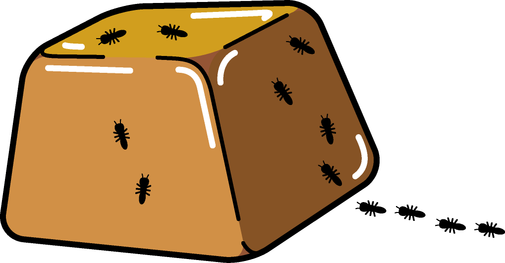 キャラメルに群がる蟻イラスト 昆虫 素材のプチッチ