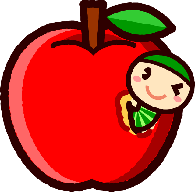 かわいい芋虫のイラスト_リンゴ