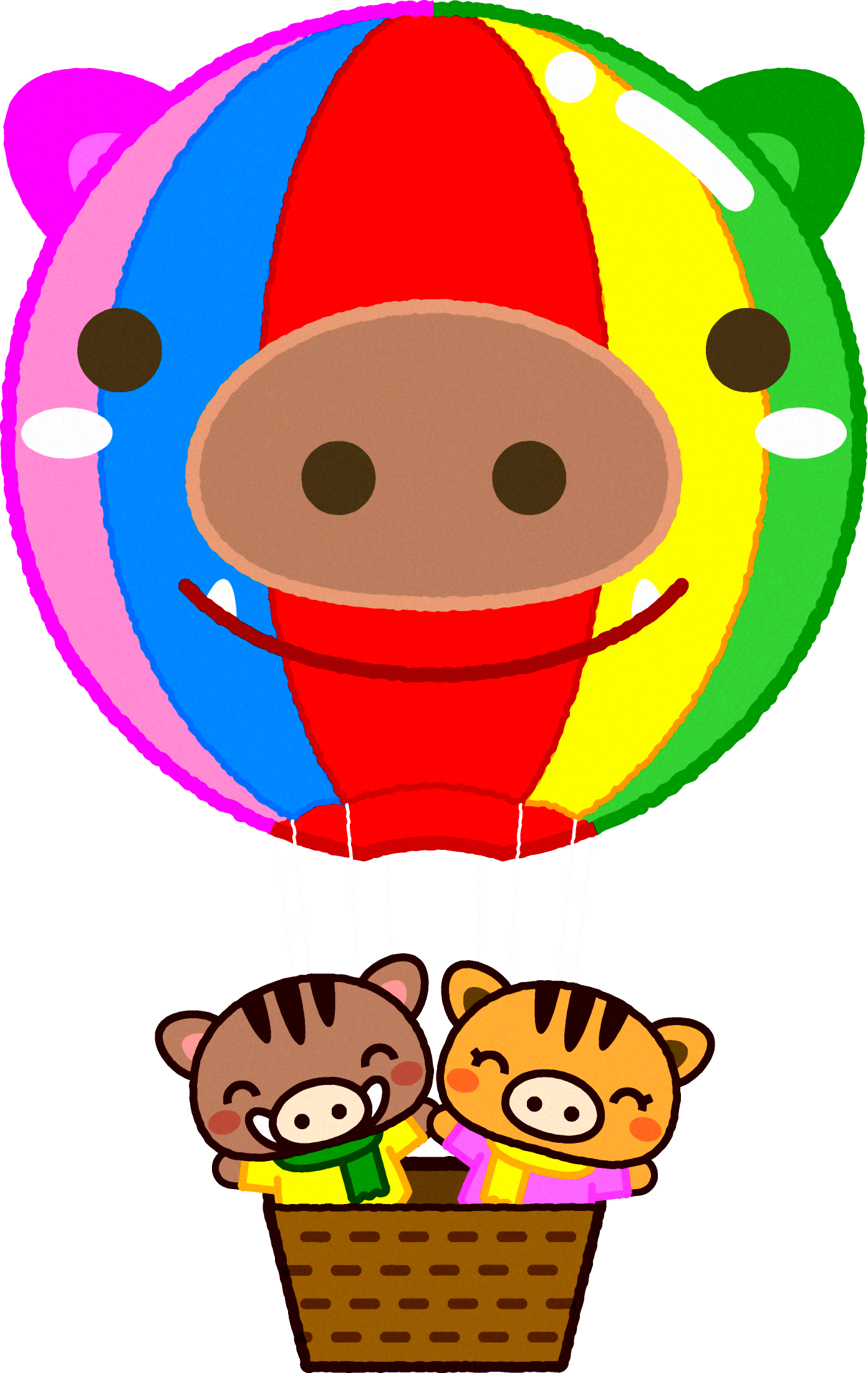 猪のイラスト 気球 年賀状 素材のプチッチ