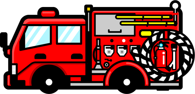 消防車のイラスト2 消防車 乗り物 素材のプチッチ
