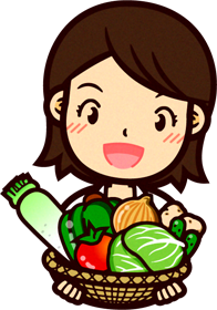 女性の栄養士イラスト/色々な野菜を持つ