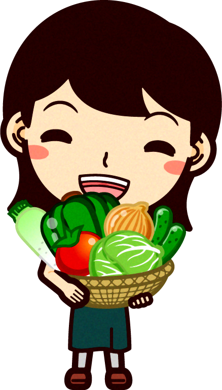野菜ソムリエのイラスト/笑顔で野菜を持つ