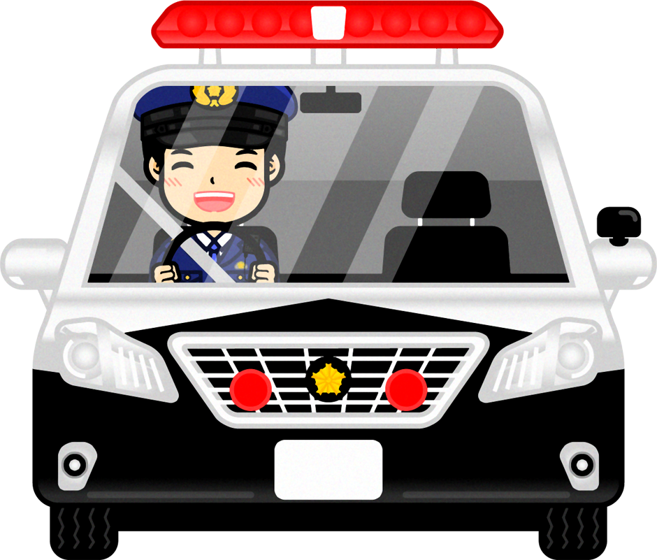 パトカーに乗る警察官のイラスト