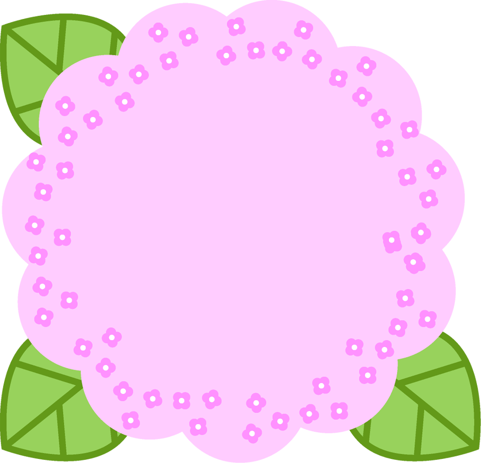 紫陽花の飾り罫イラスト/ピンク色