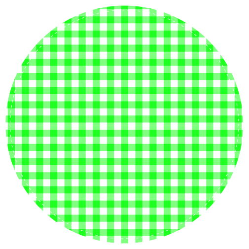 緑の円形のチェック模様飾り罫イラスト