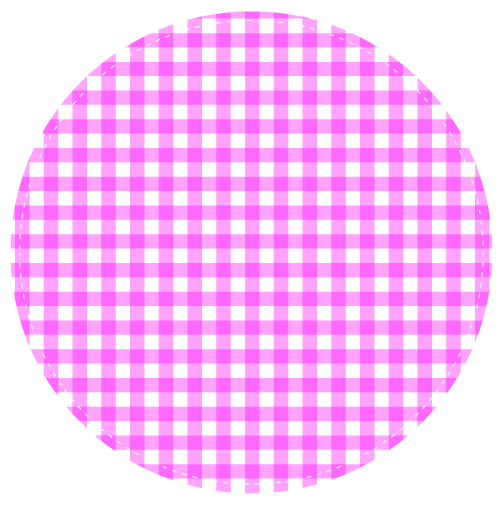 ピンク色の円形のチェック模様飾り罫イラスト